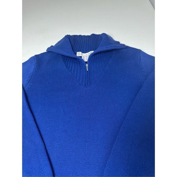 Collection L Women’s Turtleneck 1/3 Zip Cotton Blend Knit Sweater Size 10 Blue - Picture 5 of 13